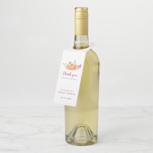 Fall Bridal Shower Pumpkin Script Thank You   Bottle Tag