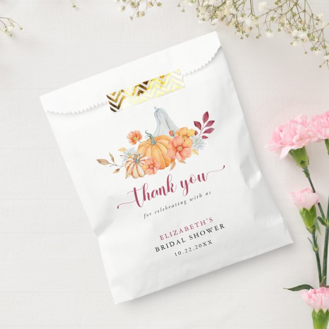 Fall Bridal Shower Pumpkin Script Thank You  Favour Bags (Sealed)