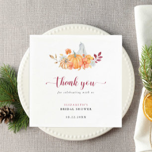Fall Bridal Shower Pumpkin Script Thank You Napkin