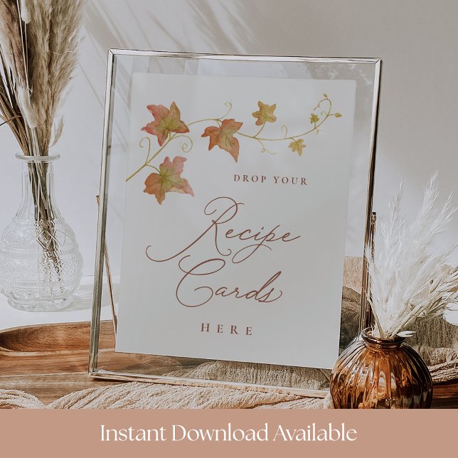 Fall Bridal Shower Recipe Card Drop Printable Sign (Creator Uploaded)