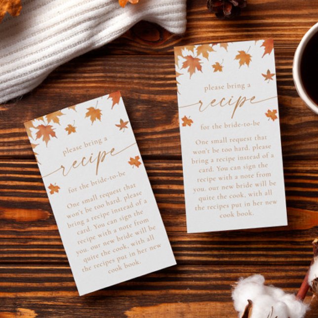 Fall Bridal Shower Recipe Request Enclosure Card (Creator Uploaded)