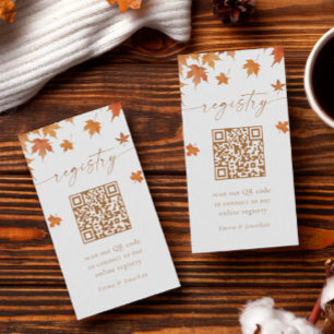 Fall Bridal Shower Registry QR Code Enclosure Card