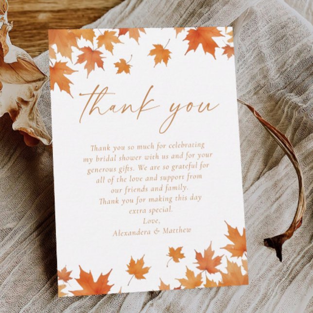 Fall Bridal Shower Thank You Card (Creator Uploaded)