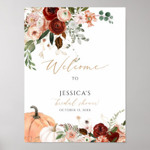 Fall bridal shower welcome sign, autumn shower poster