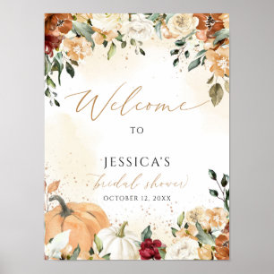 Fall bridal shower welcome sign, autumn shower poster