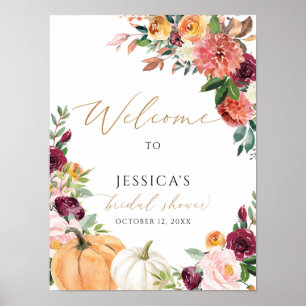 Fall bridal shower welcome sign, autumn shower poster