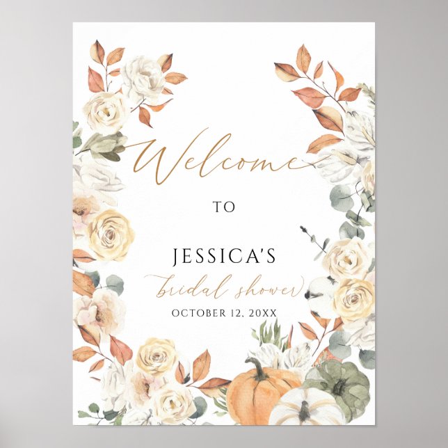 Fall bridal shower welcome sign, autumn shower poster (Front)