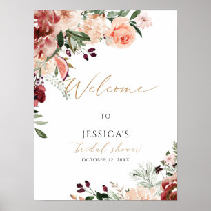 Fall bridal shower welcome sign, autumn shower poster
