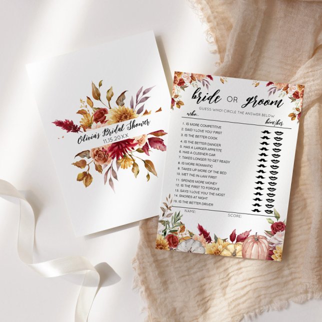 Fall Bride or Groom game fully editable card (Creator Uploaded)