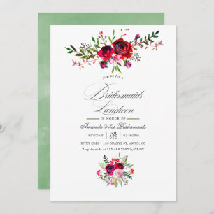 Fall Bridesmaids Luncheon Floral Invitation