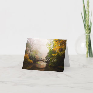 Fall bridge and swan with custom text card