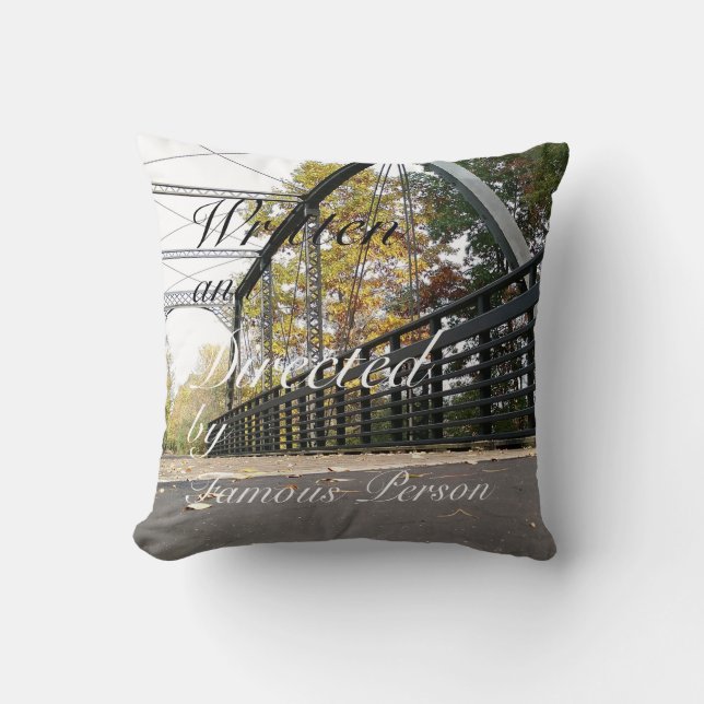 Fall bridge landscape throw pillow (Front)