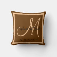 Fall Brown and Peach Pink Wedding keepsake pillow