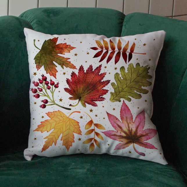 Fall Brown Autumn Leaves Harvest Pattern Cushion (Fall Brown Autumn Leaves Harvest Pattern Throw Pillow)