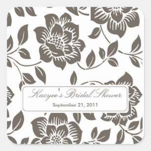 Fall Brown Floral Bridal Shower Square Sticker
