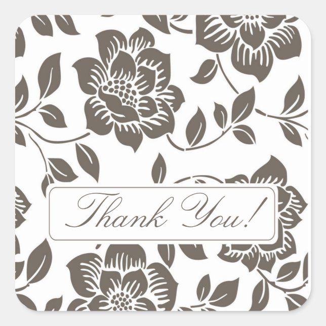 Fall Brown Floral Thank You Bridal Shower Sticker (Front)