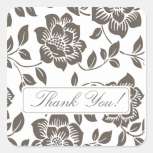 Fall Brown Floral Thank You Bridal Shower Sticker