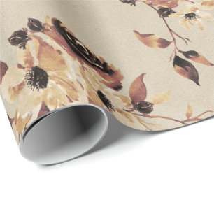 Fall Brown Floral Wrapping Paper