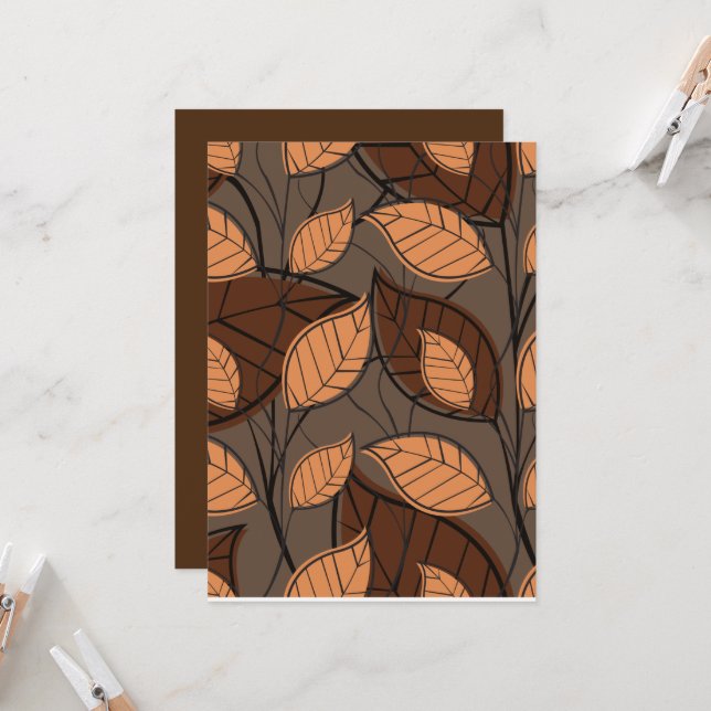 Fall Brown Leaves  Invitation (Front/Back In Situ)