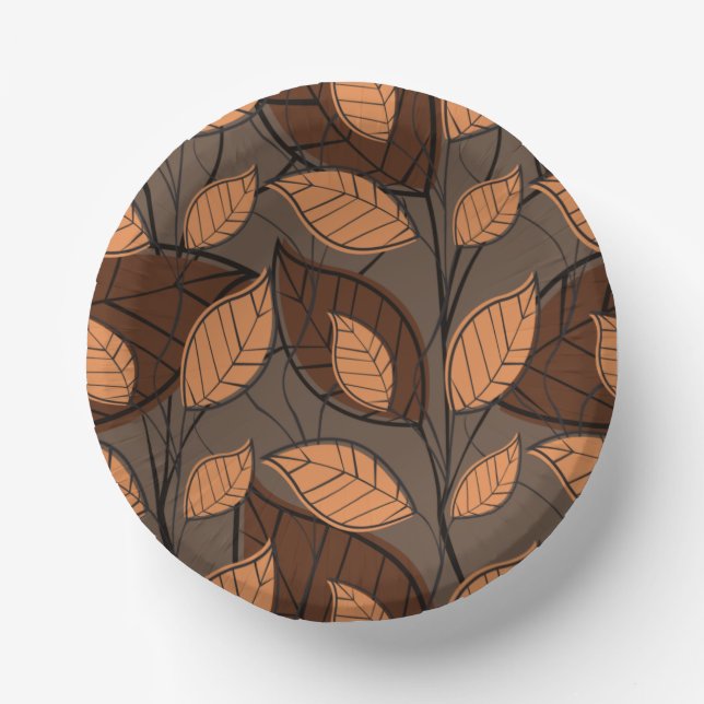 Fall Brown Leaves  Paper Plate (Front)
