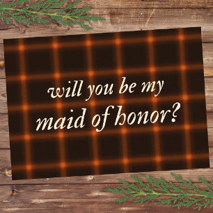 Fall Brown Orange Flannel Ever More Maid of Honour Card