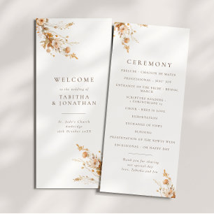 Fall Brown & Orange Wildflowers Wedding Program Programme