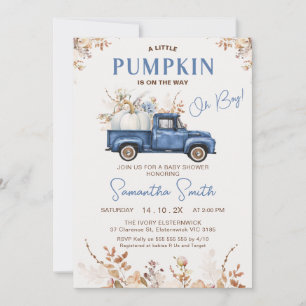 Fall Brown Wildflowers Pumpkin Truck Baby Shower  Invitation