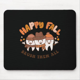 Fall Brush Them All Dentist Teeth Thanksgiving Squ Mouse Mat
