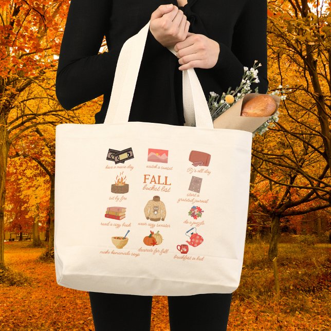 Fall Bucket List | Autumn Cosy Selfcare Large Tote Bag (Creator Uploaded)