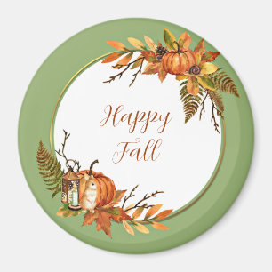 Fall bunny and pumpkins with customisable text  magnet