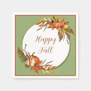 Fall bunny and pumpkins with customisable text napkin
