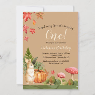 Fall Bunny Birthday Invitations