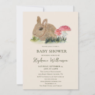 Fall Bunny Woodland  Baby Shower   Cottage Core  Invitation