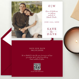 Fall Burgundy Elegant Wedding Save the Date Photo