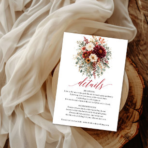 Fall Burgundy Floral Boho Greenery Details Insert
