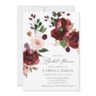 Fall Burgundy Floral Bridal Shower Invitation