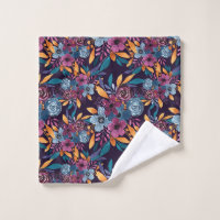 Fall Burgundy Navy Mustard Watercolor Flowers Art