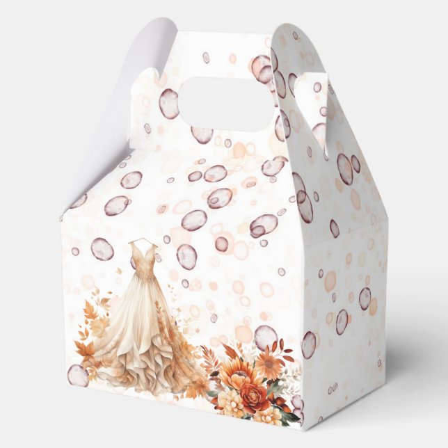 Fall Burgundy Orange Floral Bridal Shower Favour Box (Back)