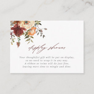 Fall Burgundy & Orange Floral Display Shower Enclosure Card