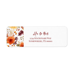 Fall Burgundy Orange Floral Rustic Wedding Address