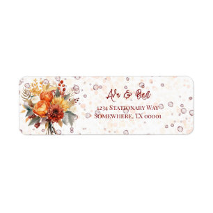 Fall Burgundy Orange Floral Rustic Wedding Address