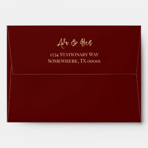 Fall Burgundy Orange Floral Rustic Wedding Envelope