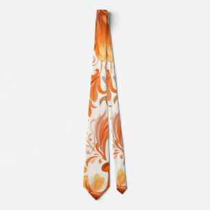 Fall Burgundy Orange Floral Wedding Groomsmen Tie