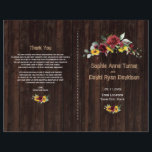 Fall Burgundy Roses Sunflowers Old Wood Program Flyer<br><div class="desc">Elegant,  trendy design featuring watercolour burgundy roses and sunflowers arrangement,  floral divider,  all on old wood barn background. Use Personalize tool to add your info. Matching items could be found in my Burgundy Roses Sunflowers Collection.</div>