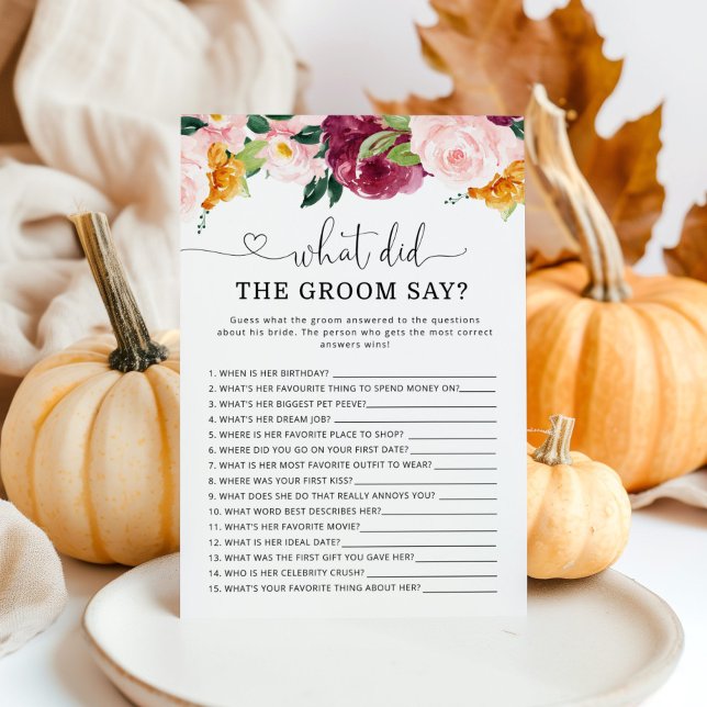 Fall burgundy What did the groom say bridal shower (Creator Uploaded)