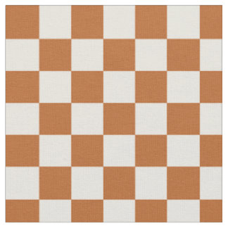 Fall Burnt Orange Beige Chequerboard Chequered Fabric