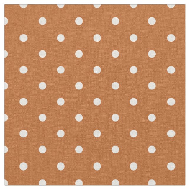 Fall Burnt Orange Classic Polka Dot Pattern Autumn Fabric (Close Up)