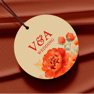 Fall Burnt Orange Floral Wedding Favour Tags