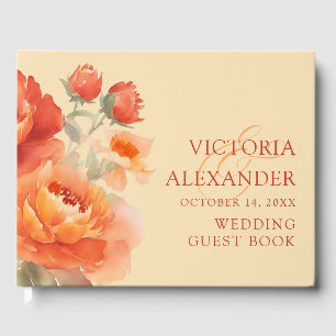 Fall Burnt Orange Floral Wedding Guest Book