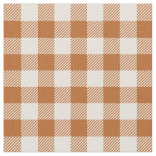 Fall Burnt Orange Gingham Pattern Autumn Plaid Fabric